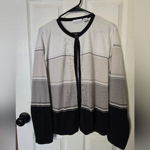 croft & barrow Cream Cardigan with Black Trim and Single Button